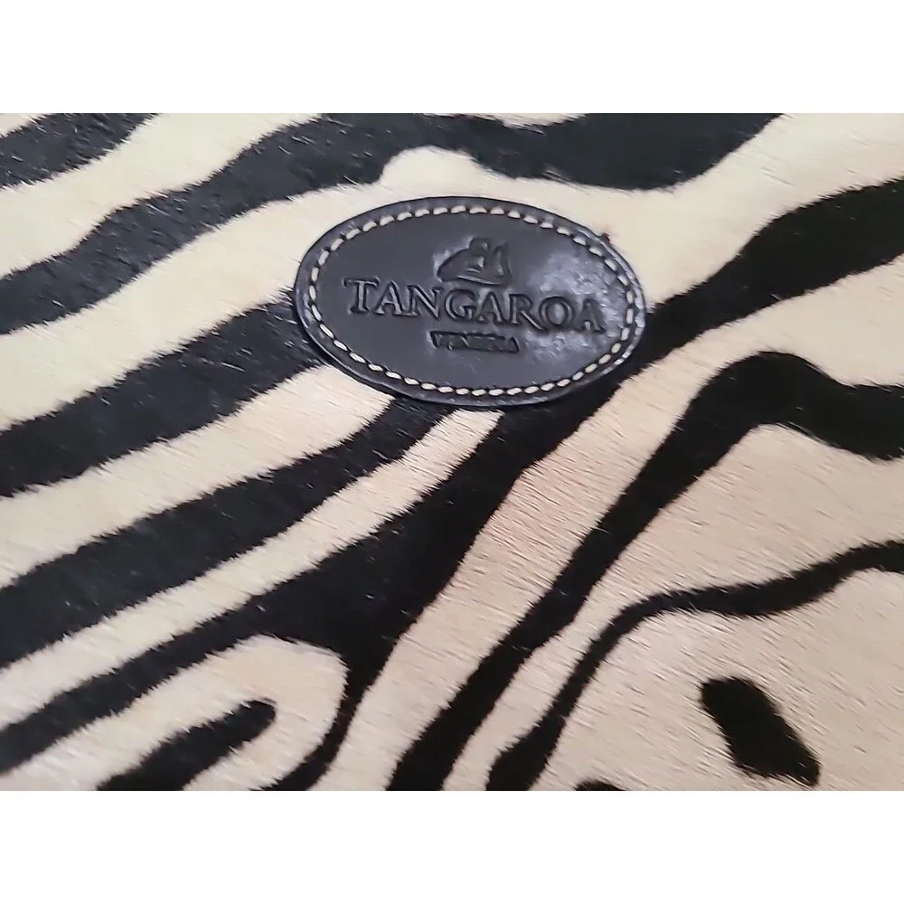 TANGAROA Terrida Zebra Pattern Leather Large Tote Travel Briefcase Bag